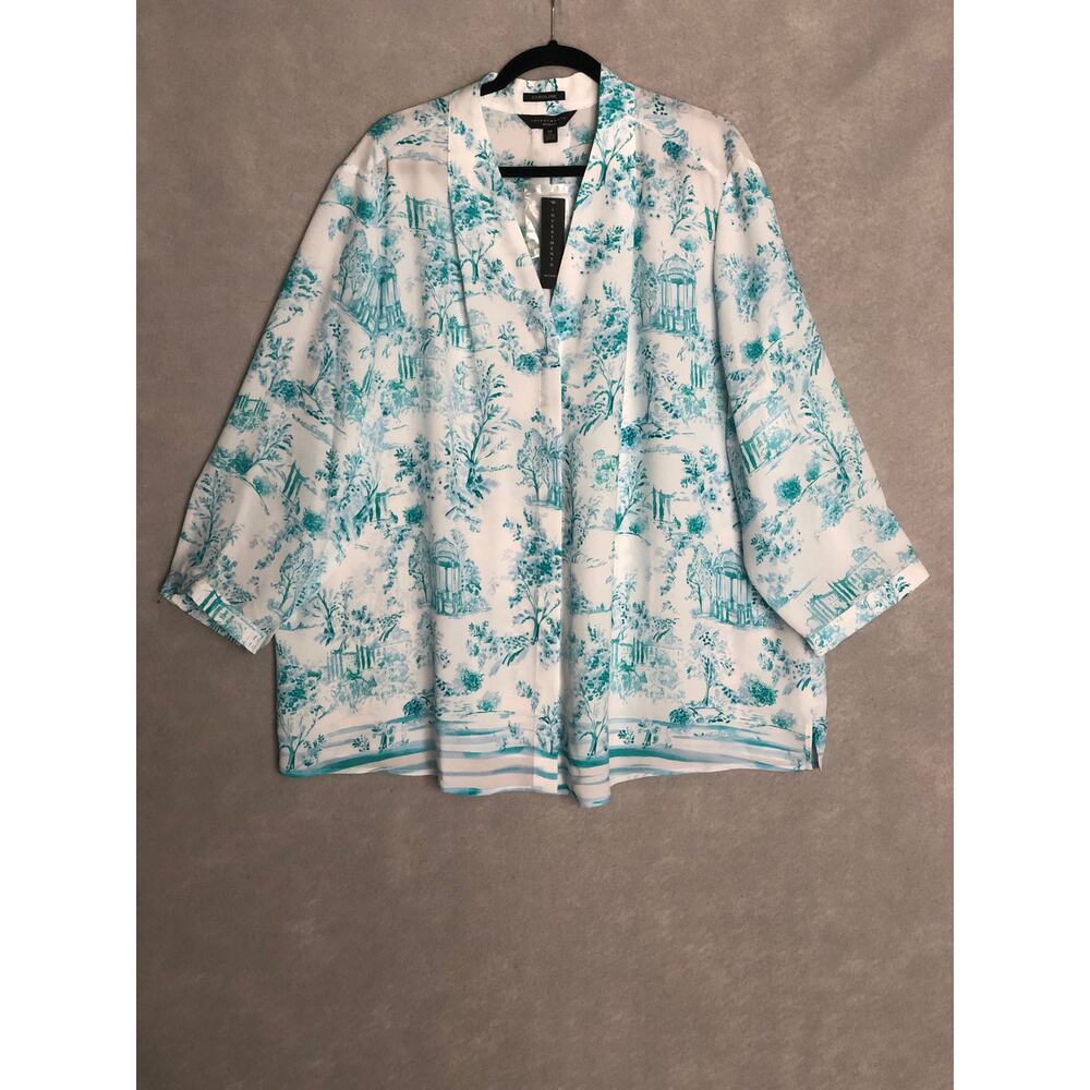 Caroline Investments Woman Painted Toile Top Long Sleeve Women's 3X NEW